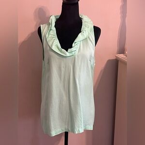 Crown & Ivy Light Green Ruffle Neck Blouse